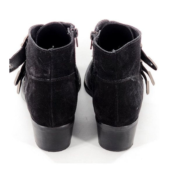 SKA Shoes Suede Leather Buckle Ankle Bootie Black Made in Spain - Picture 5 of 11